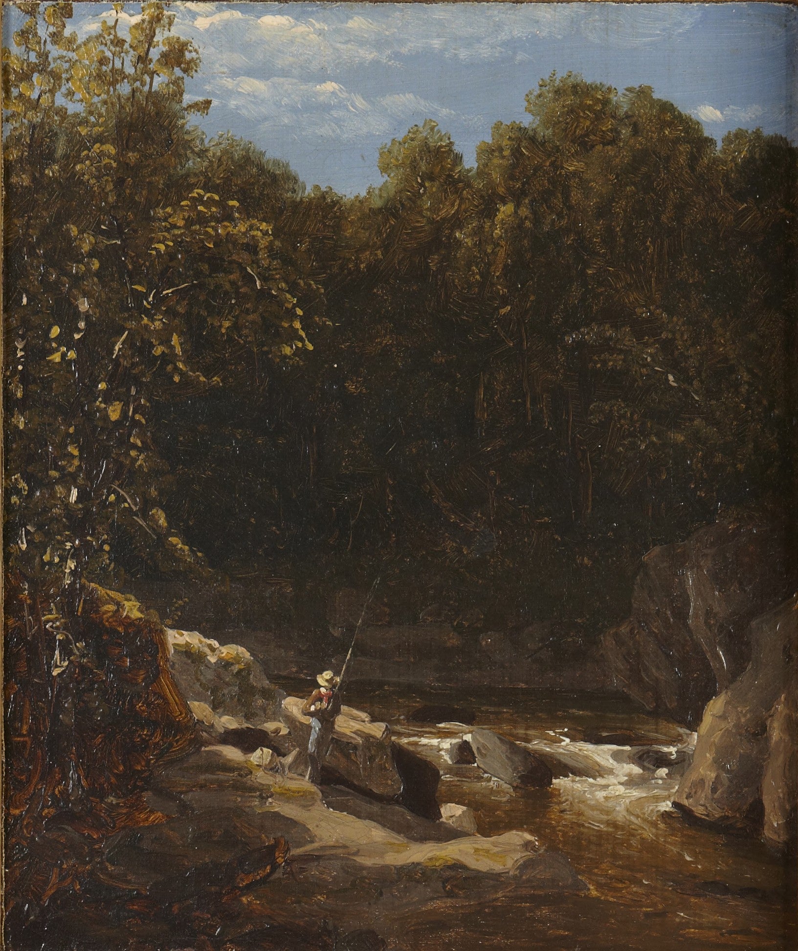 Pêche dans un ruisseau de montagne - Sanford Robinson Gifford
