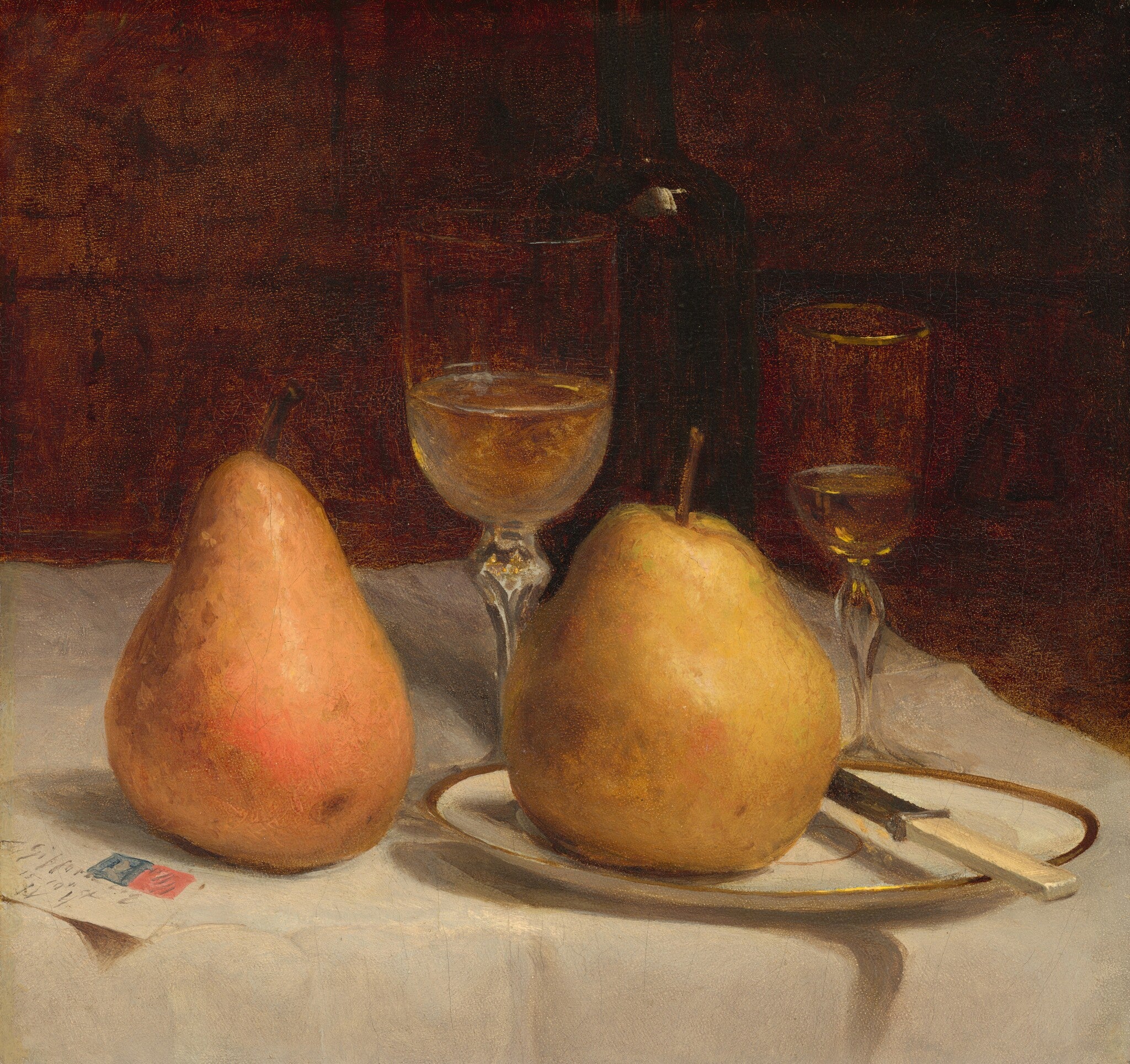 Deux poires sur une table - Sanford Robinson Gifford