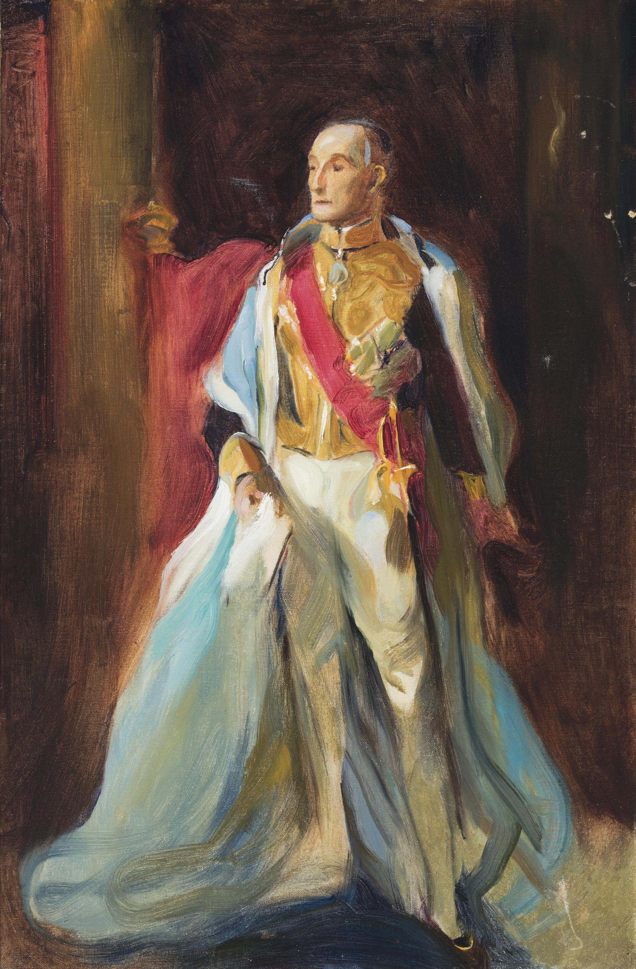 Croquis préparatoire de Sir Daniel Rufus Isaacs (1860-1935), 1er marquis de Reading et vice-roi des Indes, 1926, portant les habits de Grand Maître de l'Ordre de l'Étoile d'Inde - Philip de László