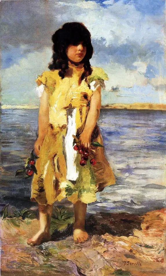 สาวน้อยชาวยิปซีที่มีเชอร์รี่ (สาวบนชายหาด) - Joaquín Sorolla