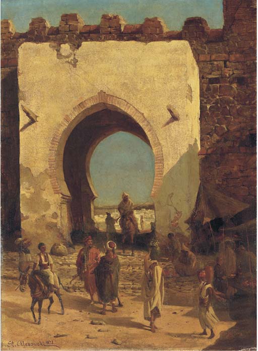 À la porte de la ville — Stanisław Chlebowski, 1873, huile sur toile