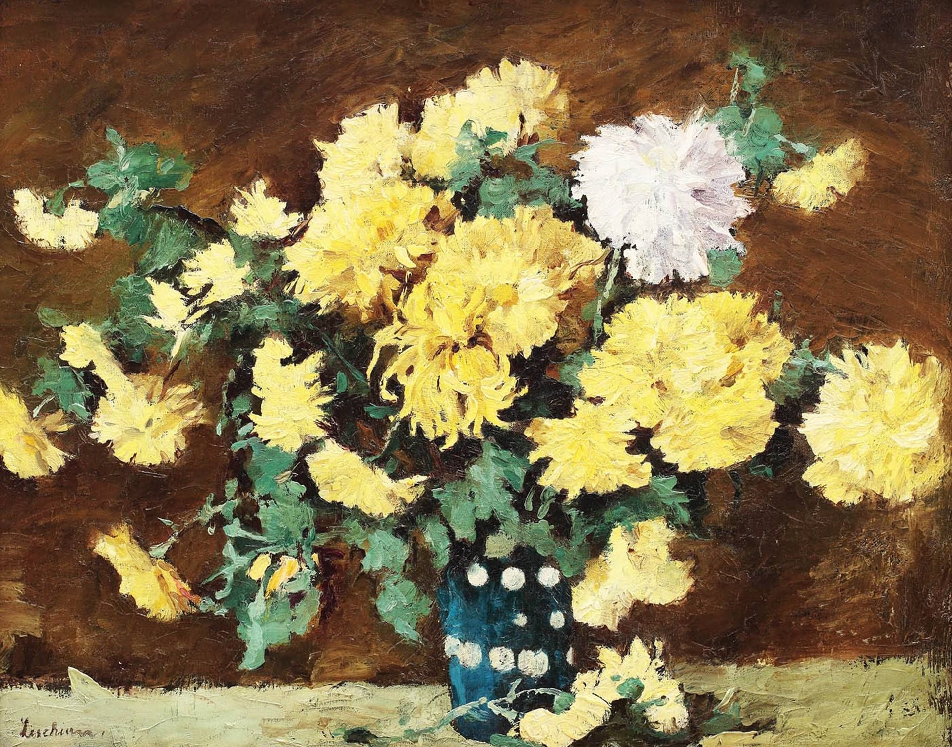Chrysanthèmes jaunes, Ștefan Luchian, date non précisée, peinture à l’huile