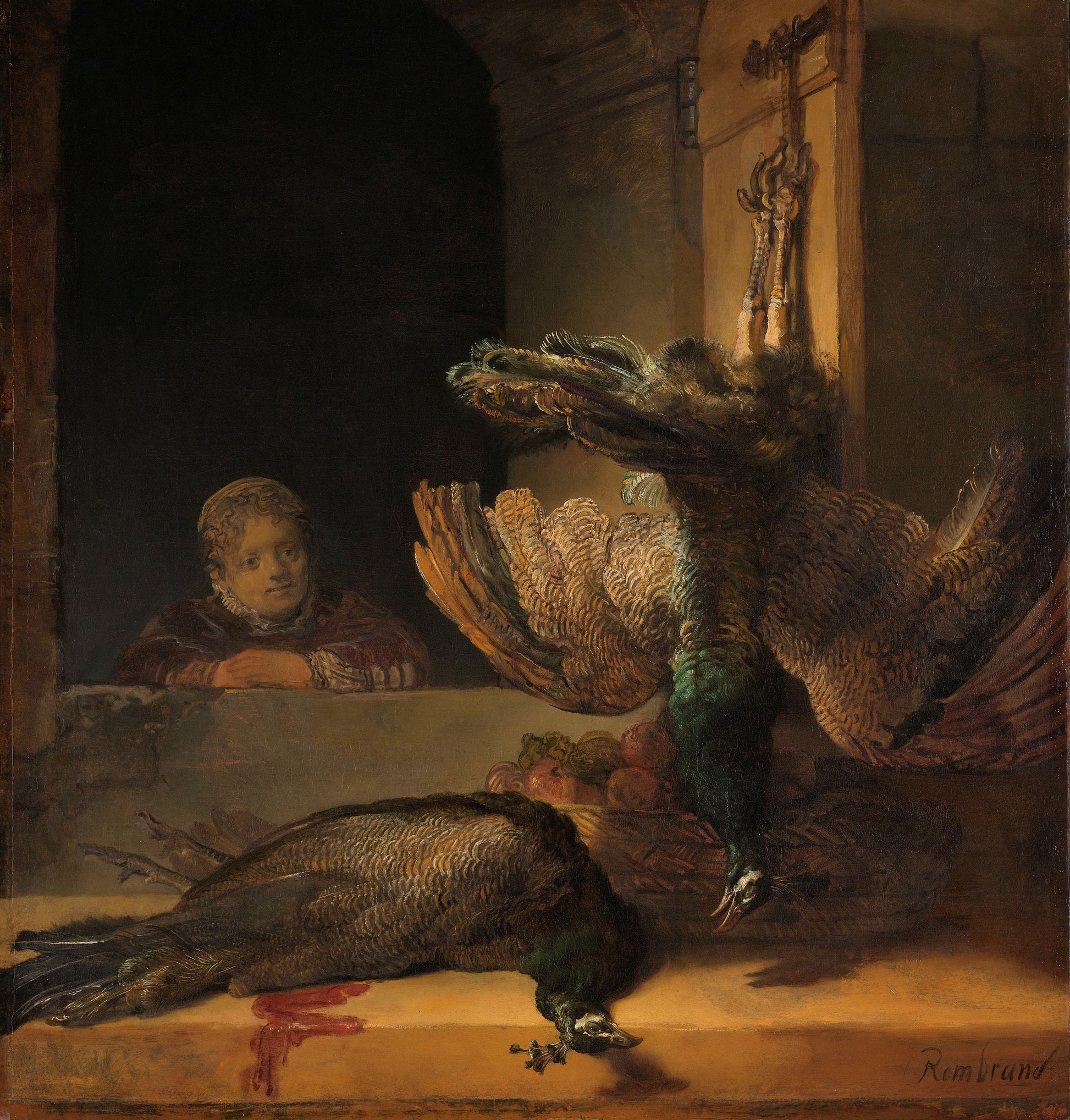 Reproduction du tableau « Nature morte aux paons - Rembrandt » par Alpha Reproduction en peinture à l’huile