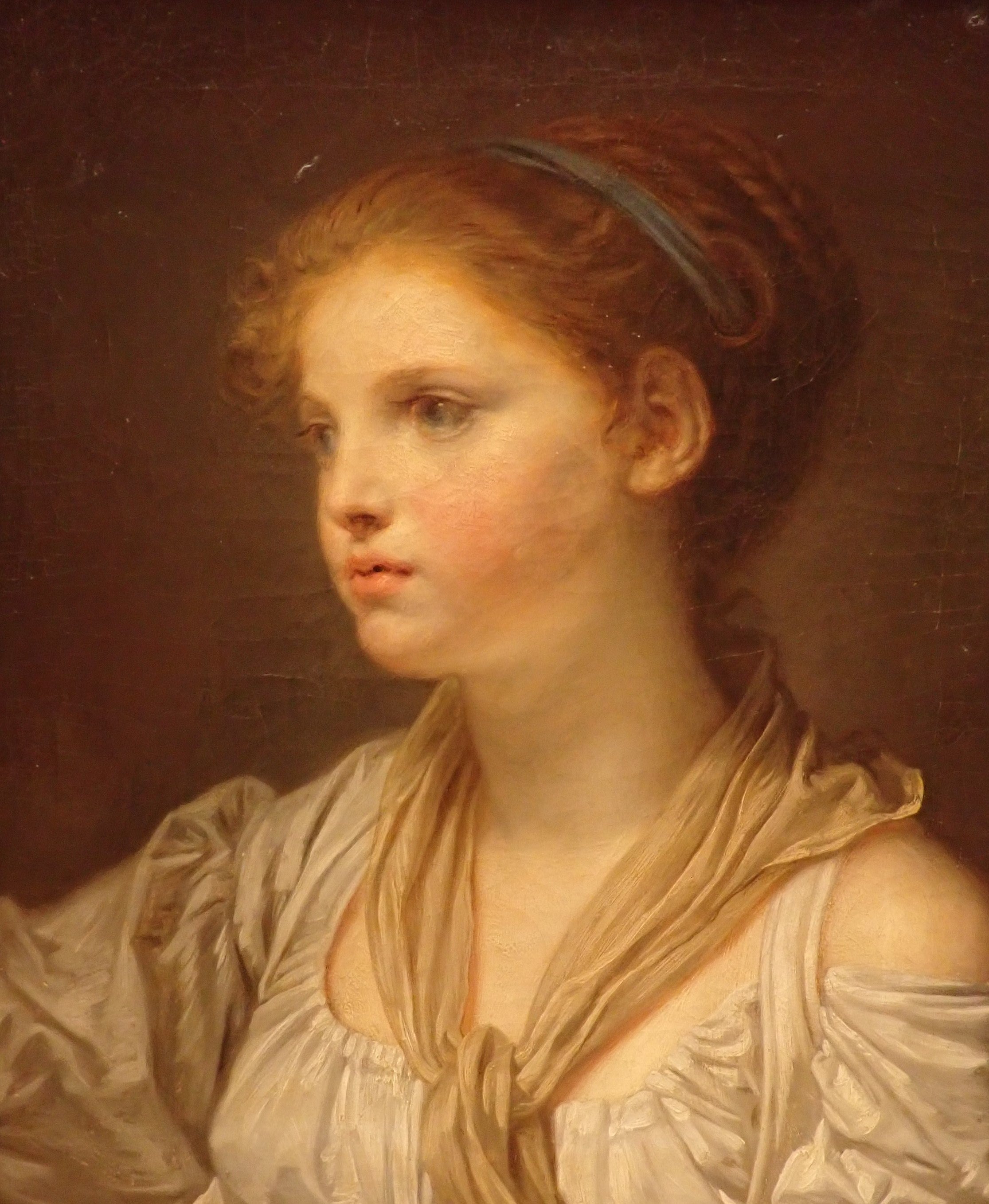 Jeune fille au ruban bleu - Jean-Baptiste Greuze - Alpha Reproduction