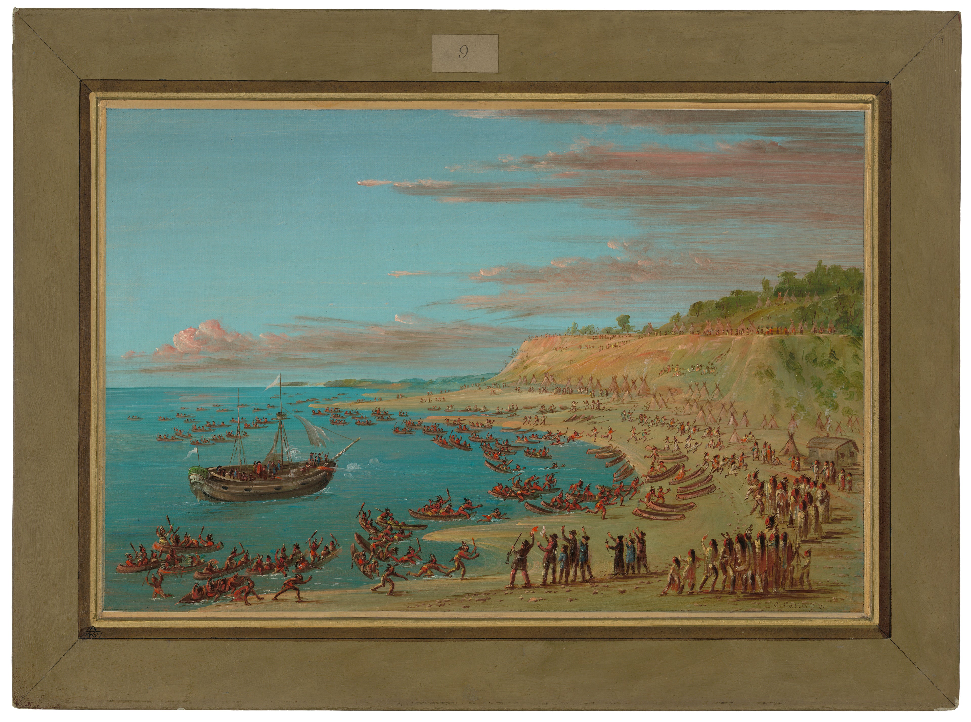 Le Griffon entrant dans le port de Mackinaw. 27 août 1679 - George Catlin
