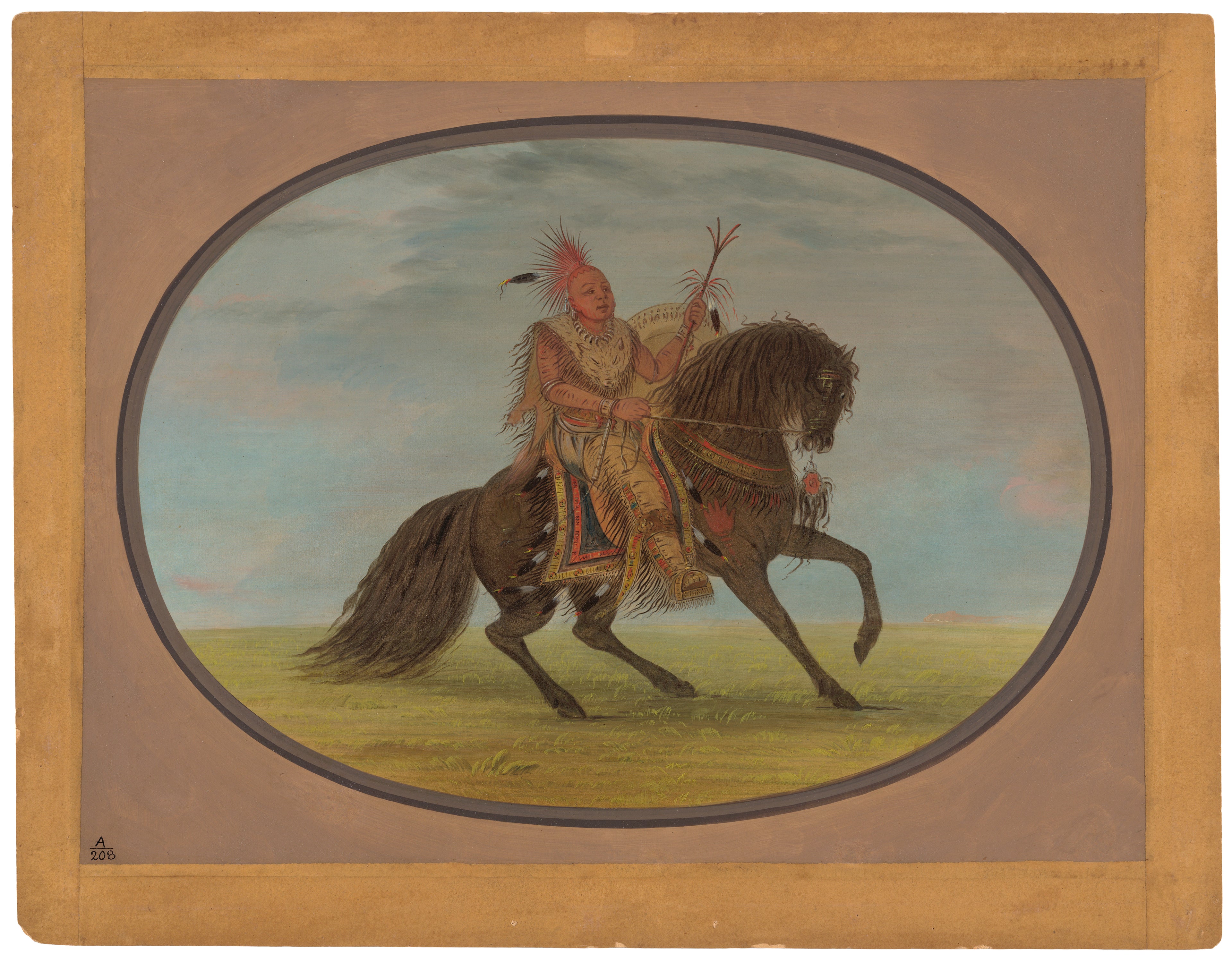 Le renard courant sur un beau cheval - Saukie - George Catlin