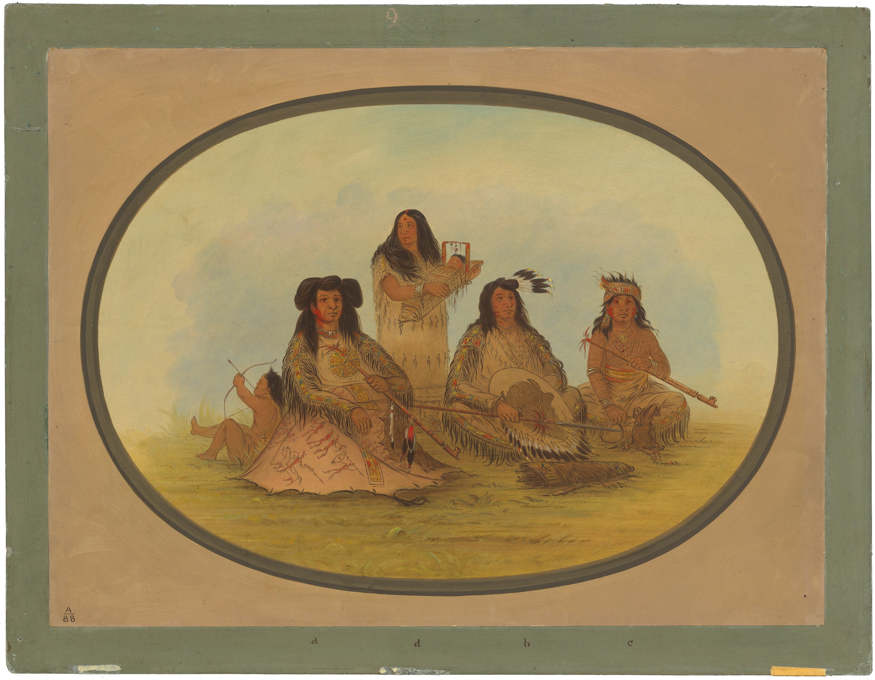 Le chef sioux avec plusieurs Indiens - George Catlin