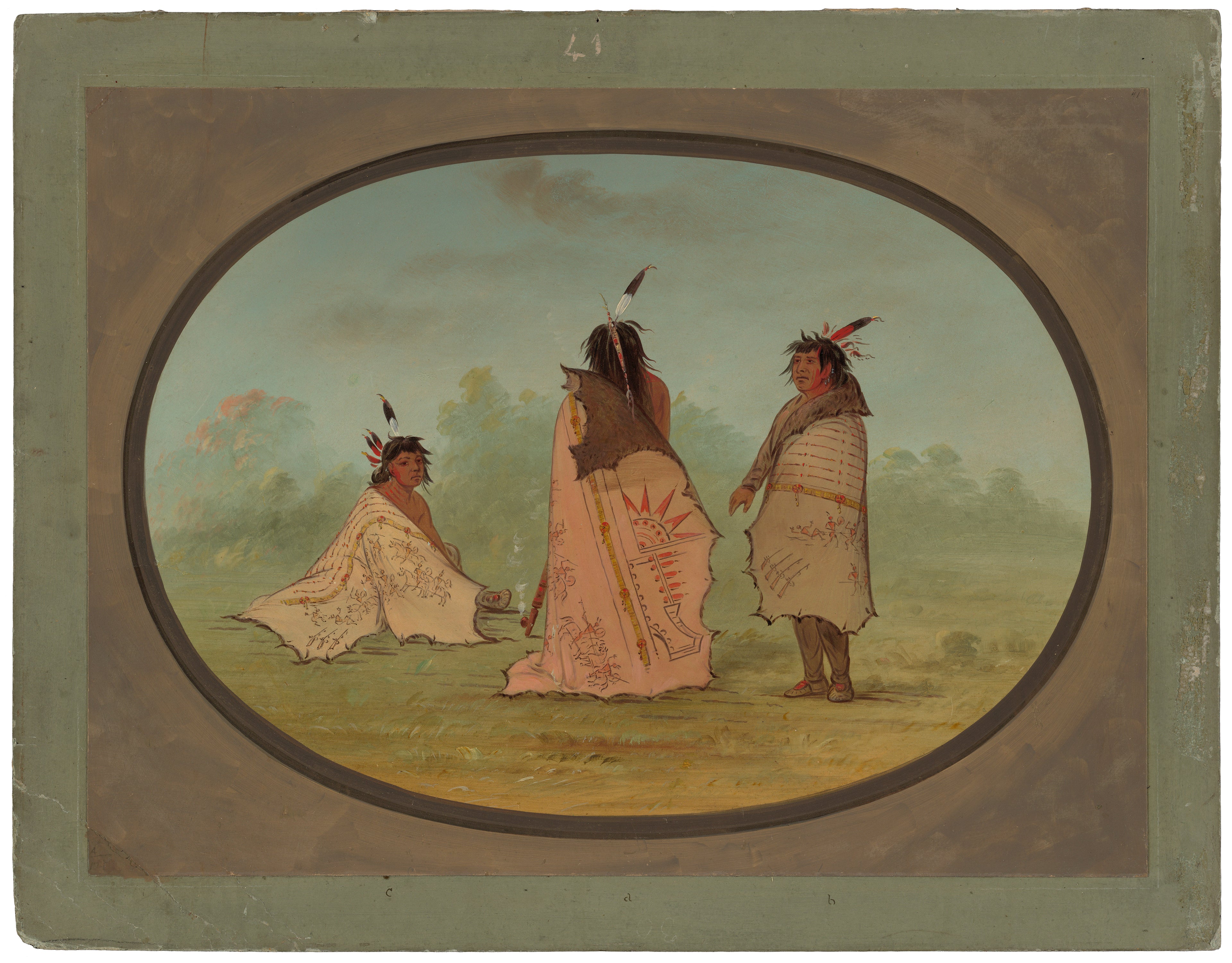 Trois hommes Pieds-Noirs - George Catlin