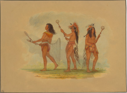 Trois joueurs de baseball célèbres : Choctaw, Sioux et Ojibbeway - George Catlin