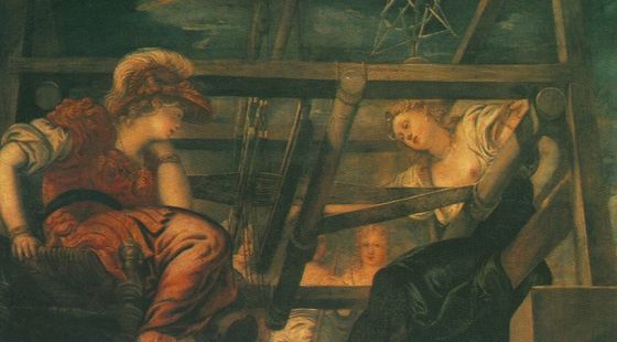 Arachné défie Minerve dans un concours de tissage - Jacopo Tintoretto