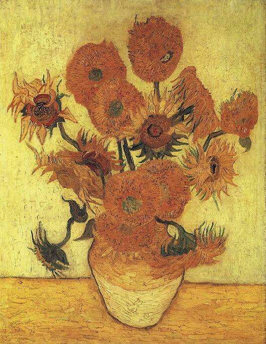 🌻 ทานตะวัน (พื้นหลังสีเขียว-เหลือง) – Vincent van Gogh (1889, สำเนาของเวอร์ชันที่สี่)