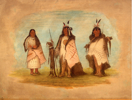 Deux guerriers Pieds-Noirs et une femme - George Catlin