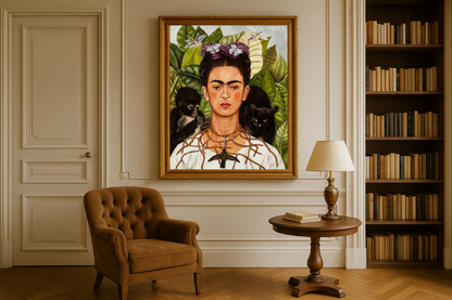ภาพเหมือนตนเองกับสร้อยคอหนามและนกฮัมมิงเบิร์ด – Frida Kahlo (1940)