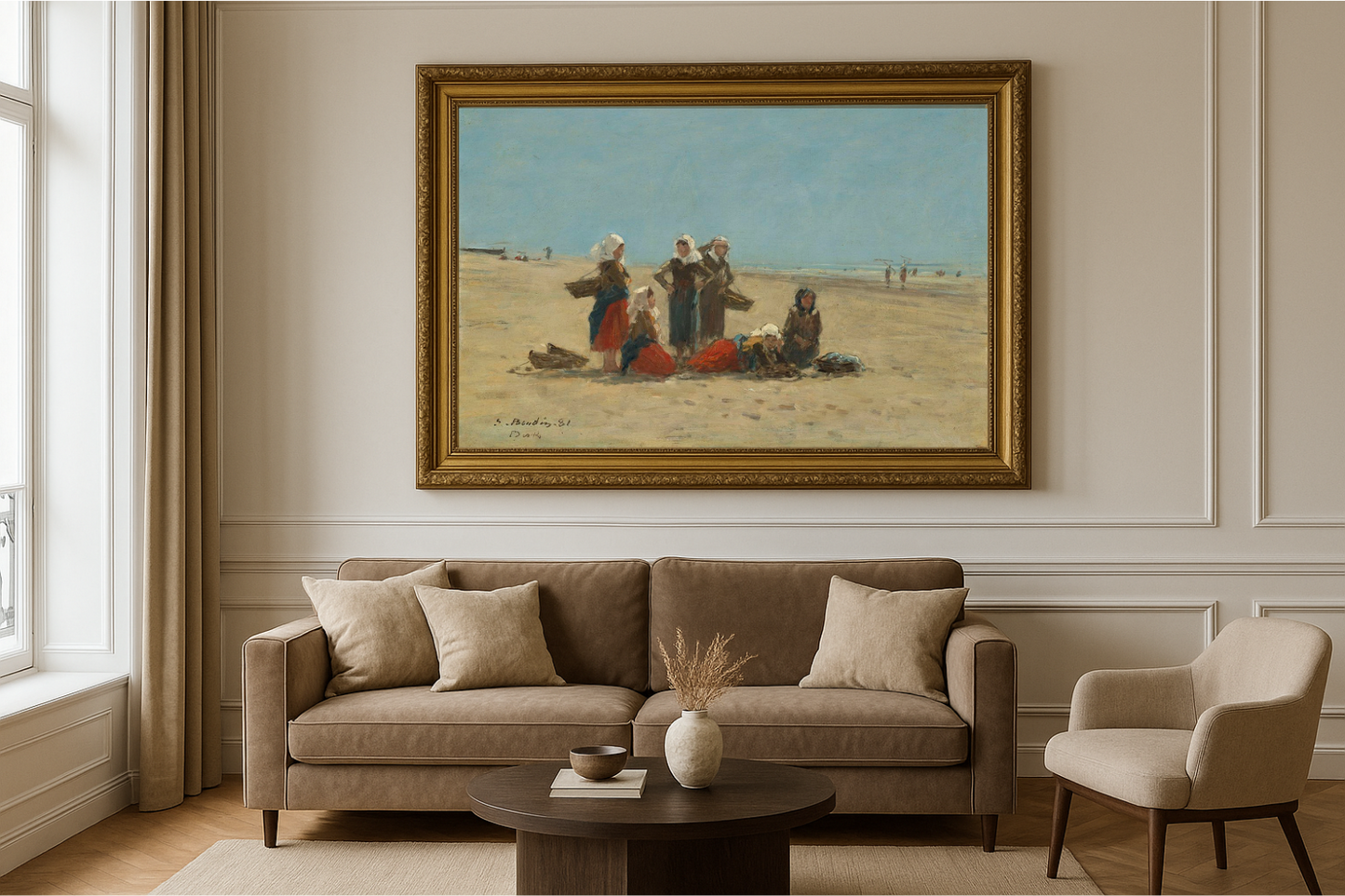 🏖 ผู้หญิงบนชายหาดเบร์ก – Eugène Boudin (1881)