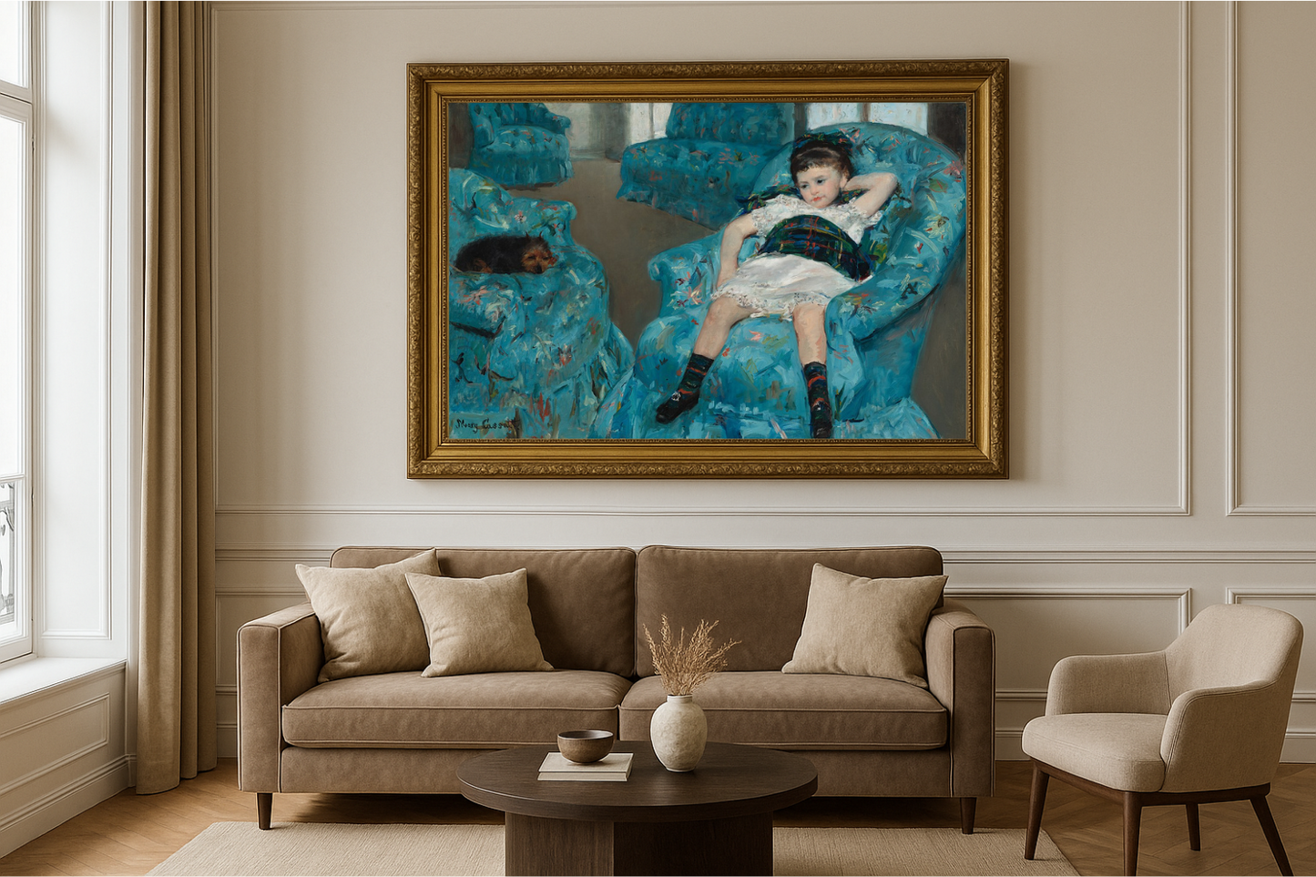 🪑 Fille dans un fauteuil bleu – Mary Cassatt (1878)