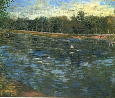 Reproduction du tableau « Seine avec une barque, La - Vincent van Gogh » par Alpha Reproduction en peinture à l’huile