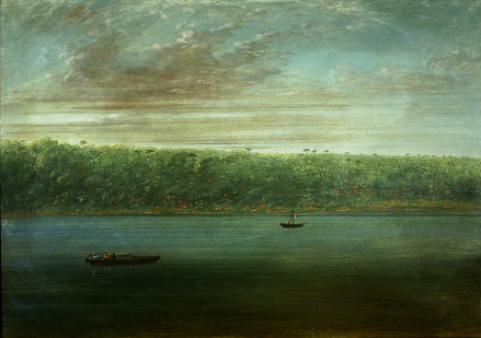 Vue de la rive de l'Amazone - Croquis de bateau - George Catlin