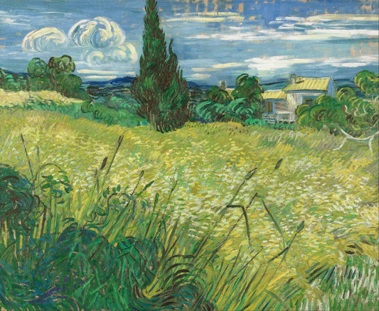ทุ่งข้าวสาลีเขียวกับต้นไซเปรส – Vincent van Gogh (1889)