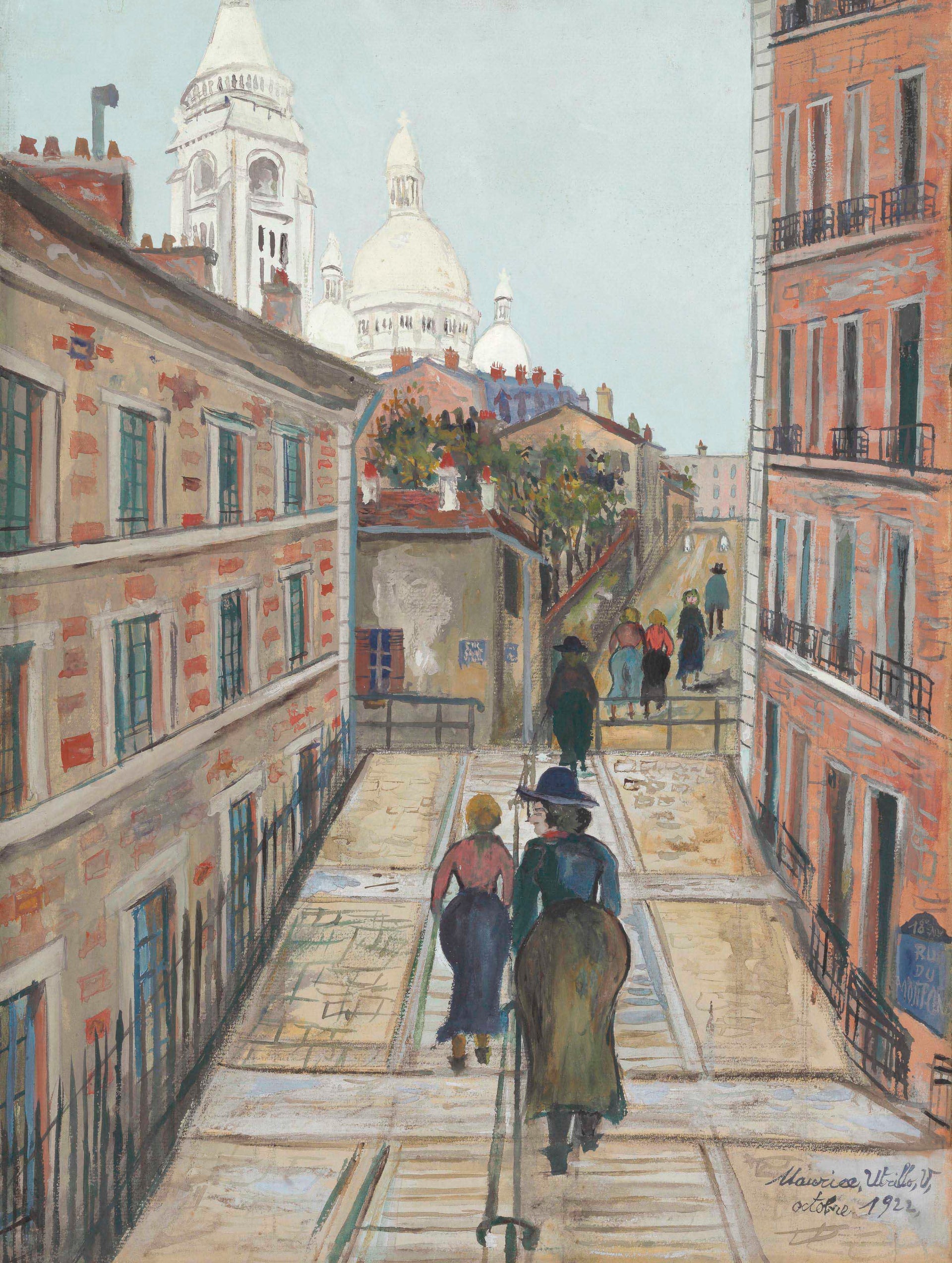 Vue du Sacré-Cœur, rue du Mont-Cenis, Montmartre - Maurice Utrillo