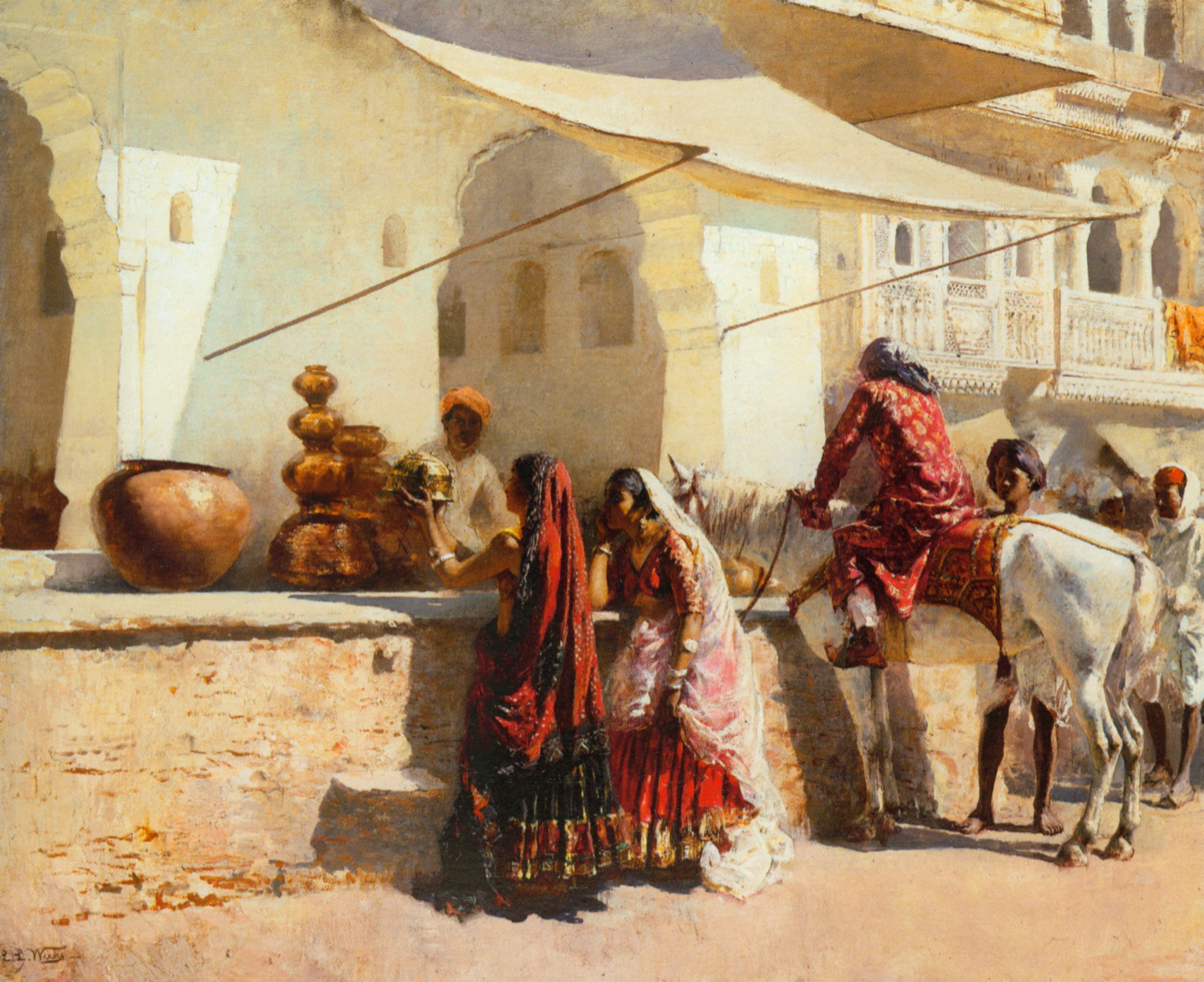Une scène de marché de rue, Inde - Edwin Lord Weeks