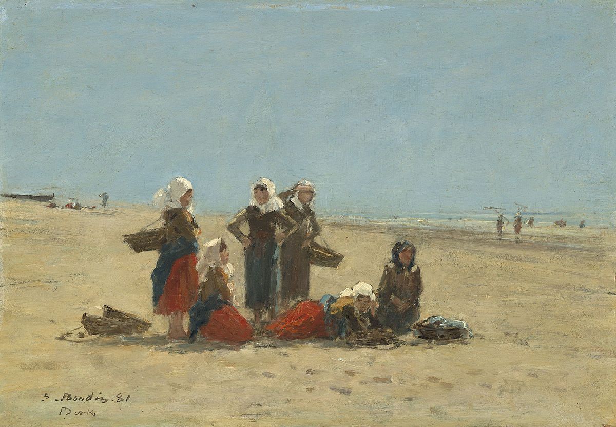 🏖 ผู้หญิงบนชายหาดเบร์ก – Eugène Boudin (1881)