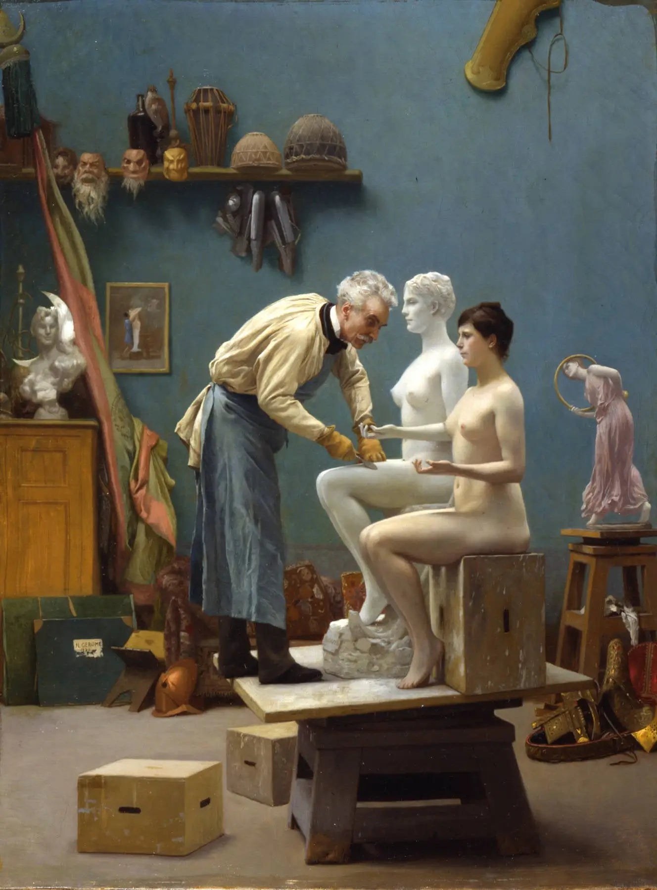 Reproduction du tableau « L'Artiste sculpteur Tanagra - Jean-Léon Gérôme » par Alpha Reproduction en peinture à l’huile