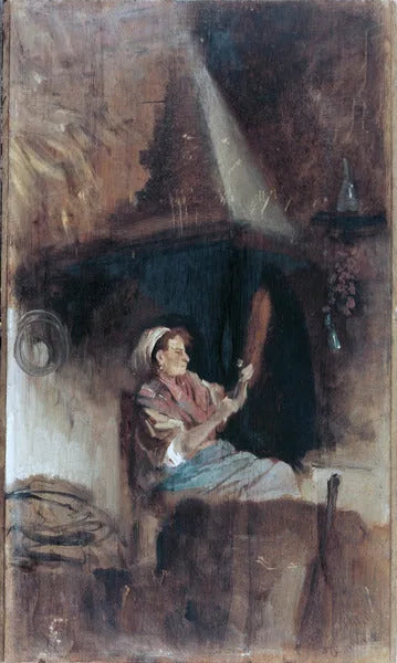 À côté de l'âtre - Giuseppe De Nittis image 1 copie de tableau peinte à la main