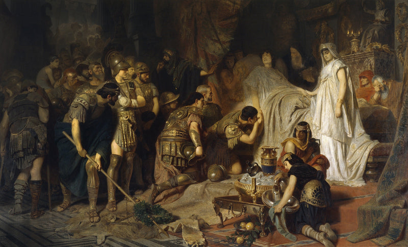 À l'article de la mort, Alexandre le Grand fait ses adieux à son armée. - Karl von Piloty