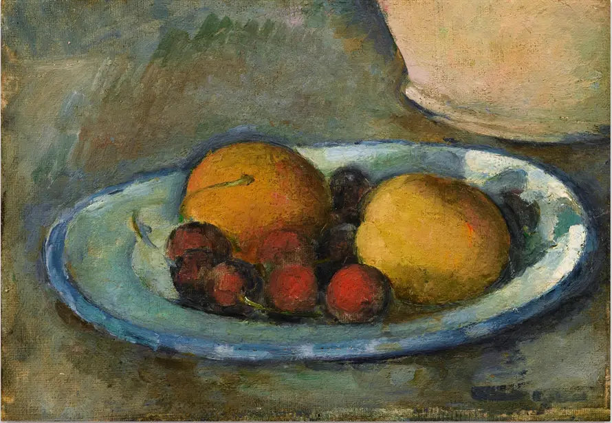 แอปริคอตและเชอร์รี่บนจาน - Paul Cézanne