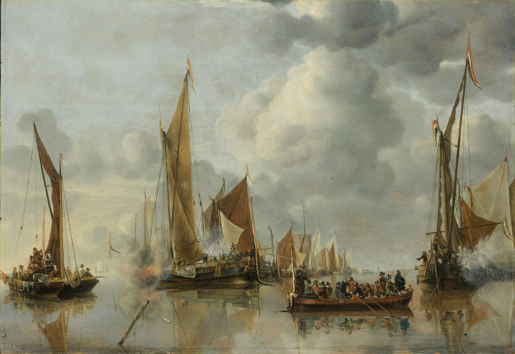 L'accueil du sloop gouvernemental par la flotte intérieure - Jan van de Cappelle