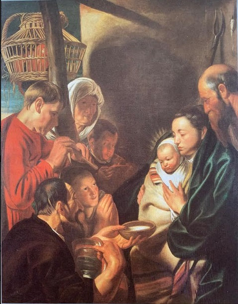 Adoration des bergers avec une flûte - Jacob Jordaens