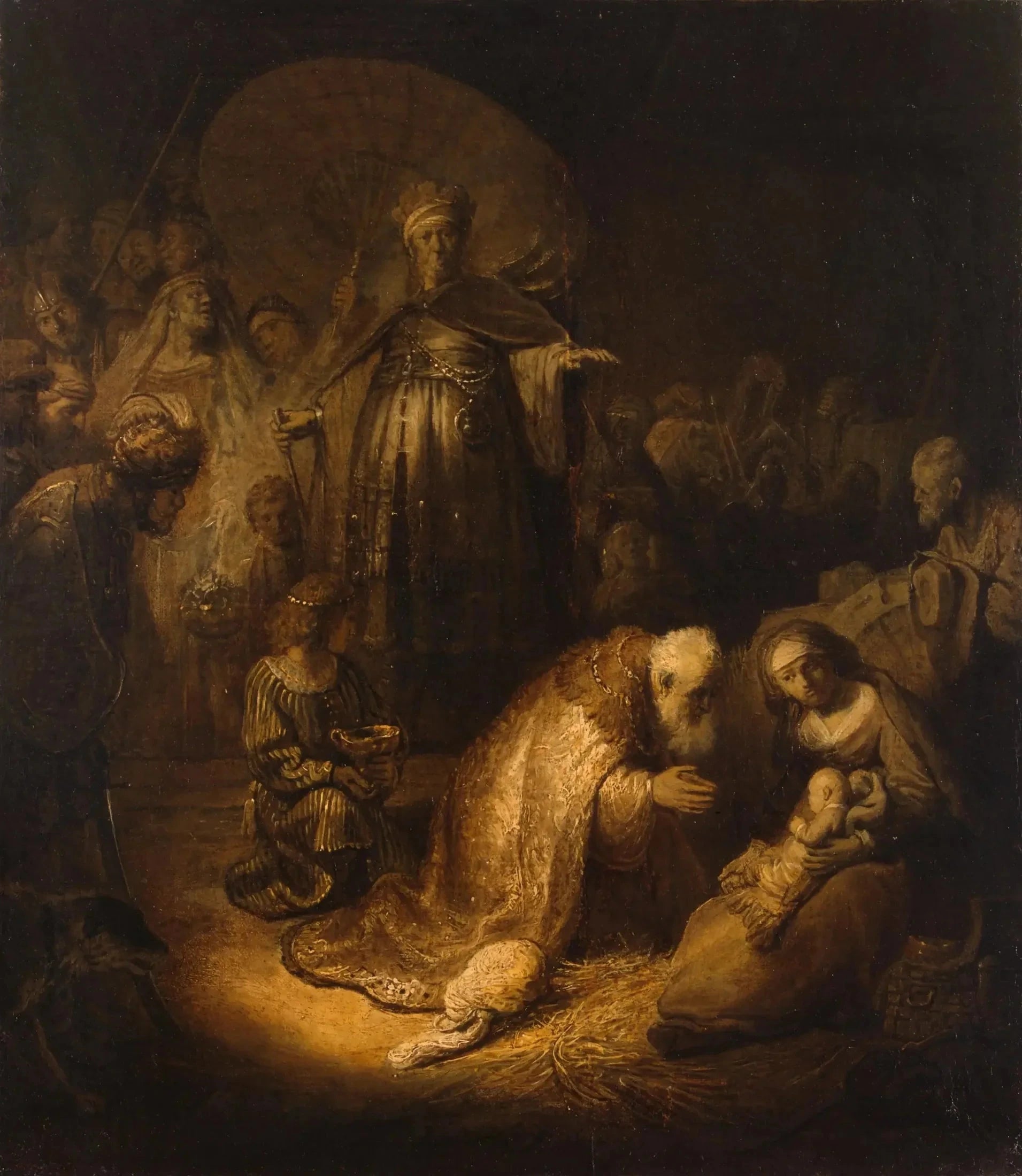 L’Adoration des Mages — copie du XVIIe siècle d’après Rembrandt, musée de l’Ermitage