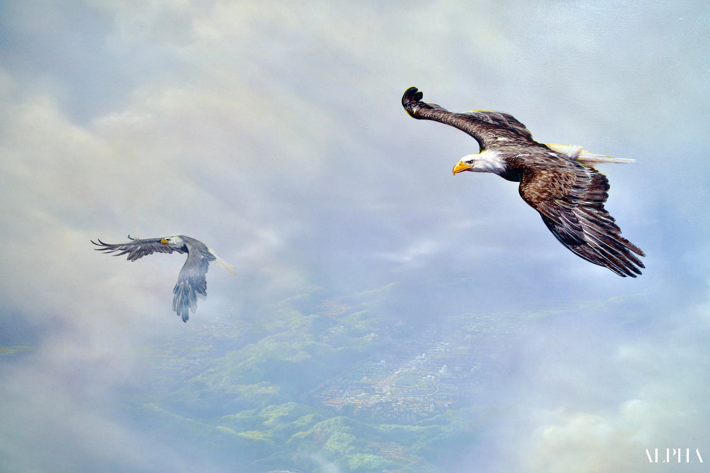 Aigles en Vol | 200 x 170 cm Reproductions de tableaux à la peinture à l’huile