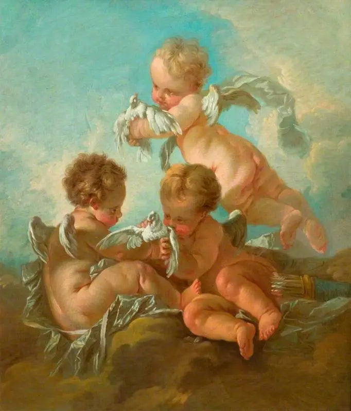 Air: Trois putti avec des oiseaux - François Boucher - Alpha Reproduction