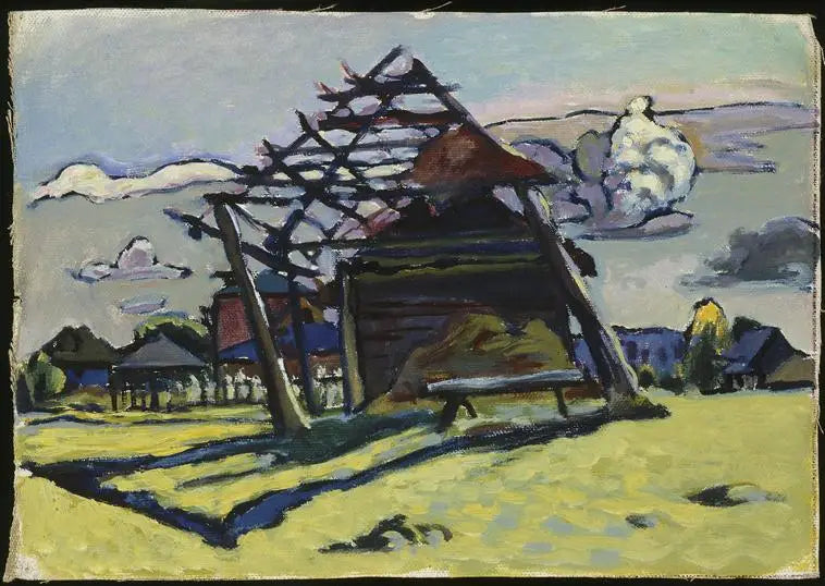 Akhtyrka, charpente pour un tas de foin et ferme - Vassily Kandinsky image 1 copie peinte à la main à l’huile