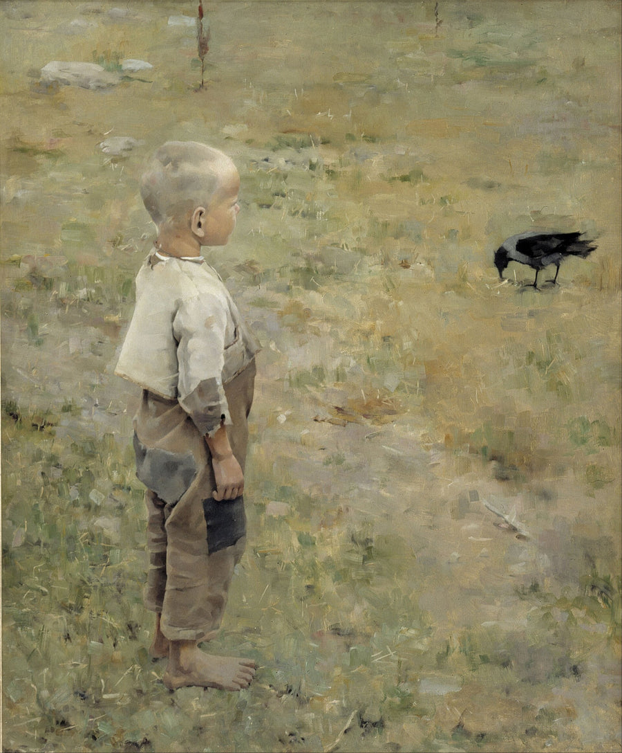 Garçon et corbeau - Akseli Gallen-Kallela