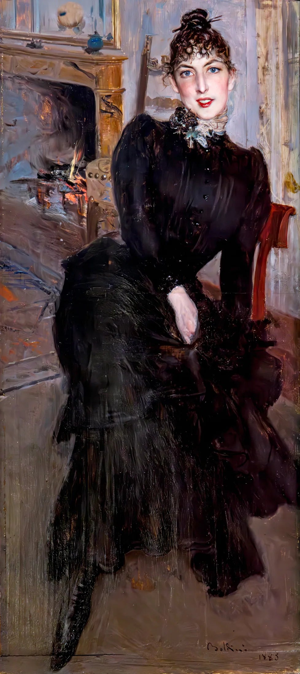 Alaide Banti au coin du feu - Giovanni Boldini image 1 tableau peint à l’huile sur toile