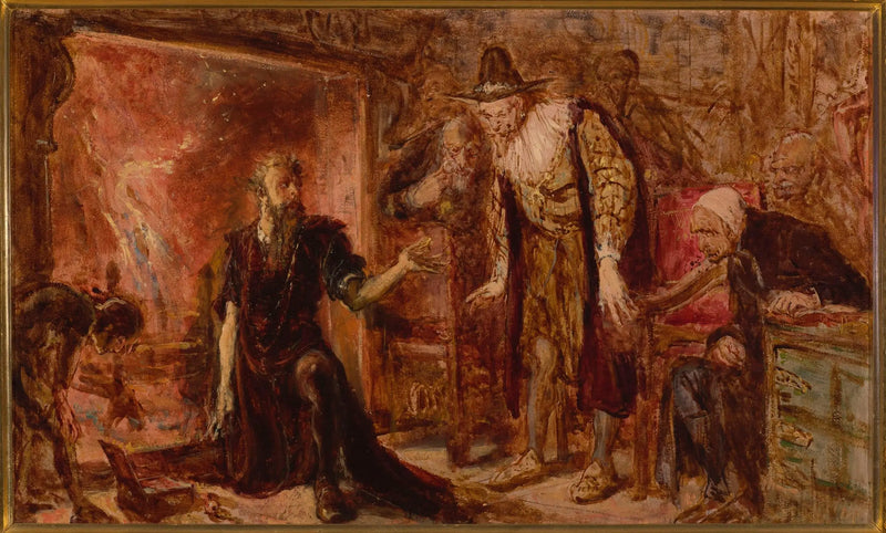 นักปราชญ์ Sendivogius และ Sigismond III, ร่างร่าง - Jan Matejko