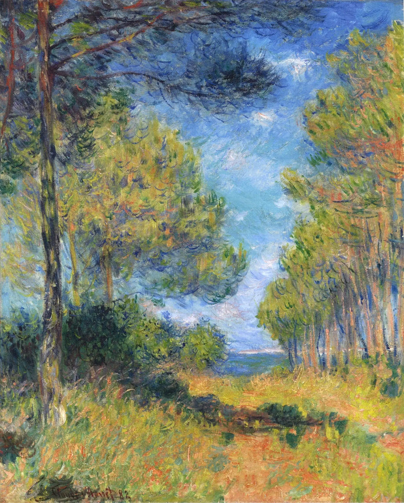 ทางเดินต้นสนที่วาแรงเกวิลล์ - Claude Monet