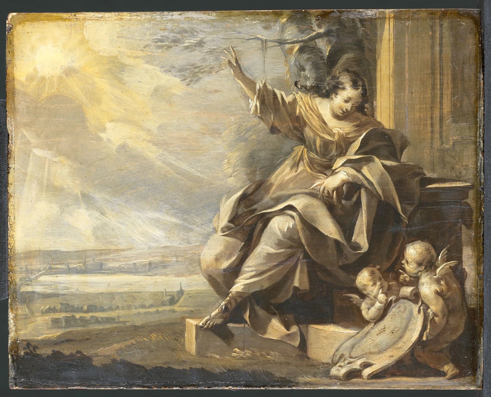 Allégorie avec une femme et deux putti - Charles Le Brun image 1 reproduction réalisée par Alpha Reproduction