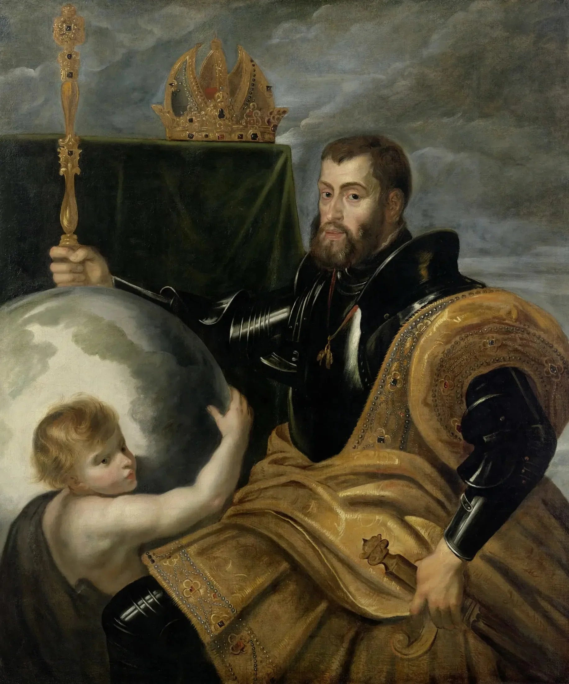 Allégorie sur l'empereur Charles en tant que souverain de vastes royaumes - Peter Paul Rubens image 1 tableau peint à l’huile sur toile