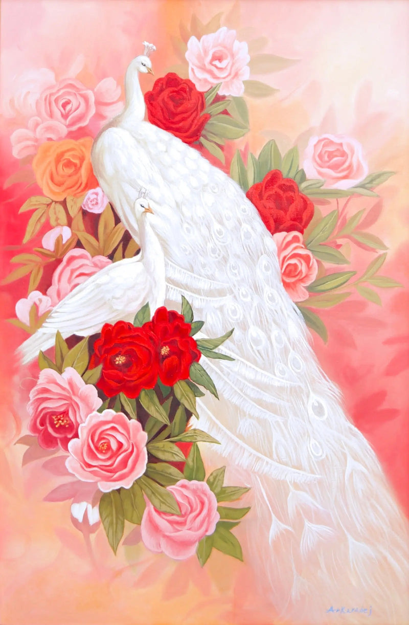 ความรักและนกยูงสีขาว | 60x90ซม.
