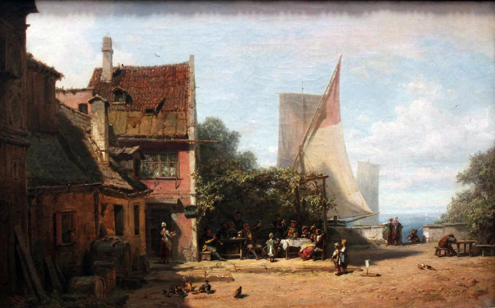 Ancienne taverne près du lac Starnberger - Carl Spitzweg image 1 reproduction d’œuvre d’art à l’huile
