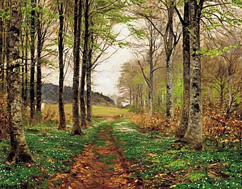 แอนีโมนในป่าในฤดูใบไม้ผลิ - H. A. Brendekilde