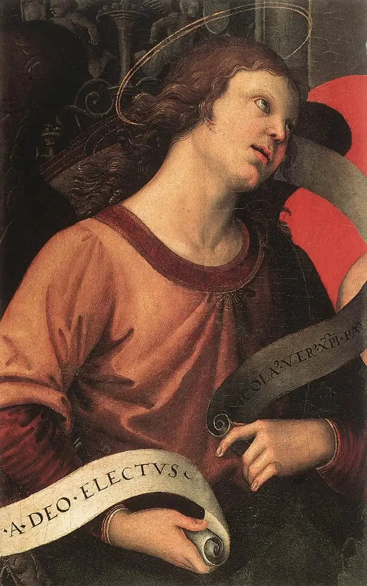 Ange tenant un phylactère - Raphaël Sanzio image 1 reproduction de peinture à l’huile