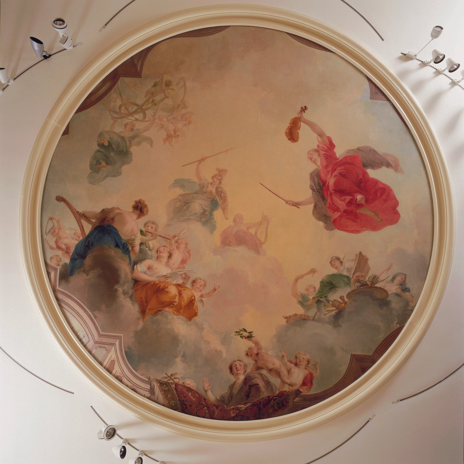 Apollon trônant sur les nuages ​​avec Minerve et les neuf muses - Jacob de Wit
