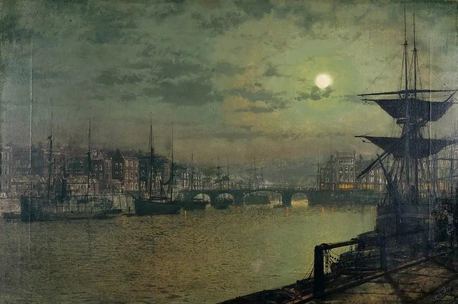 Appâter les lignes, Whitby - John Atkinson Grimshaw image 1 tableau peint à l’huile sur toile