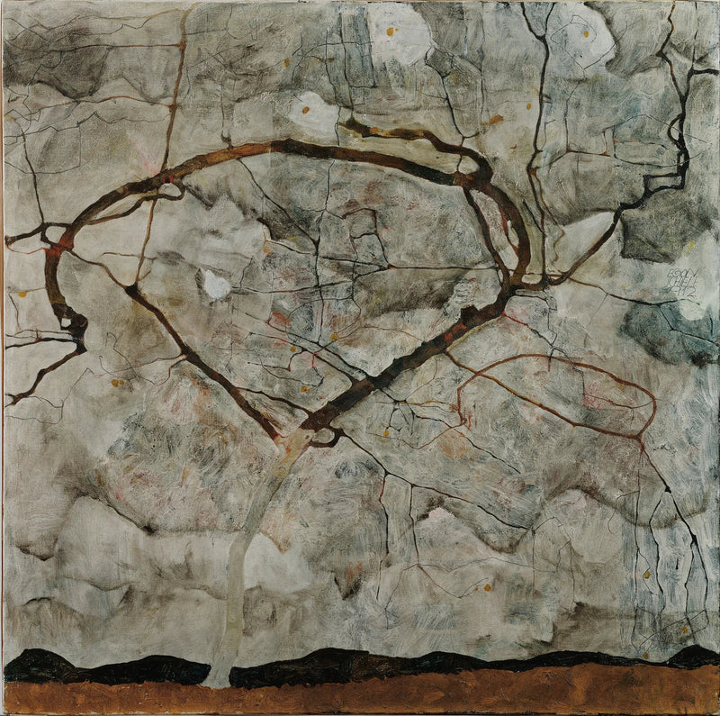 ต้นไม้ฤดูใบไม้ร่วงในอากาศที่วุ่นวาย (ต้นไม้ฤดูหนาว) - Egon Schiele
