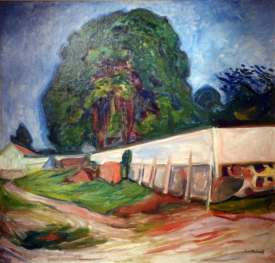 ต้นไม้และกำแพงสวนที่Åsgårdstrand - Edvard Munch