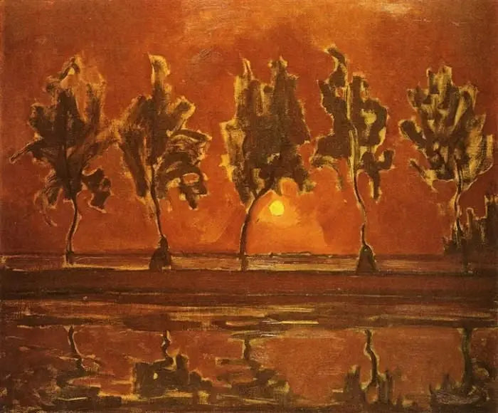 ต้นไม้ใกล้ Gein ในยามพระจันทร์ขึ้น - Piet Mondrian